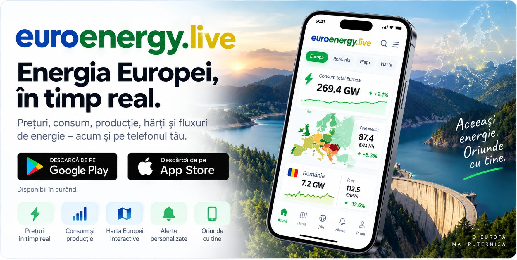 EuroEnergy on your phone: prices, demand, generation and maps